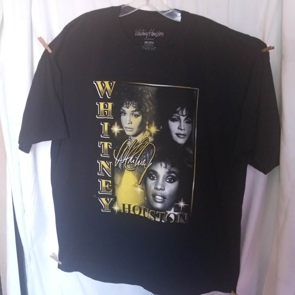 Whitney Houston Other - 2XL Black Whitney Houston Graphic T-Shirt 80s Pop Diva Plus Unisex Official
